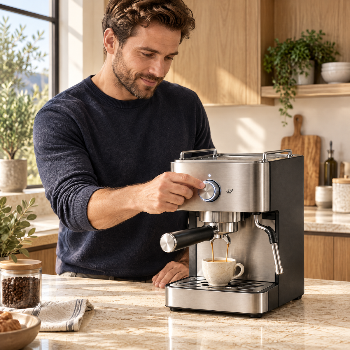 Merovellin™ Stainless Steel Espresso Machine
